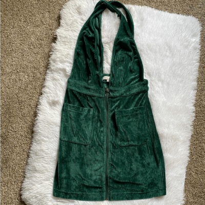 Moon River Dress Emerald Green Soft Corduroy Sleeveless Backless Mini Size  Small | eBay