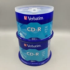 100 VERBATIM 700MB 52X CD-R Media Disc Spindle (2x50pk) NEW