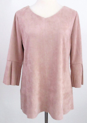 Soft Surroundings Izzy Faux Suede Tunic Blush Pink Sz PETITE MEDIUM (10-12)