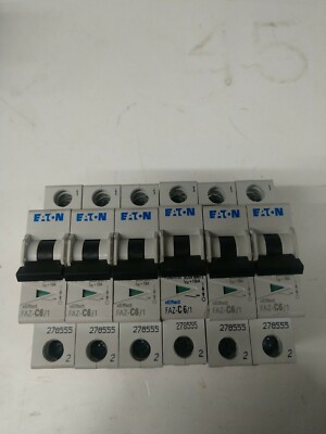 Lot of 6 Moeller X Pole FAZ-C6/1 Circuit Breakers 230/400V ~240/415V
