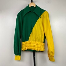 Vintage 70s Green  Yellow Marching Band Uniform Jacket 100 Polyester