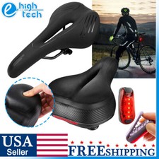 Bike Saddle Bicycle Seat Soft Pad Cushion LED Tail Light Safety Warning Lamp
