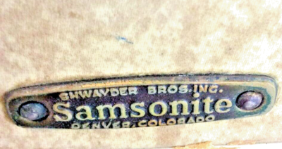 Vintage 1950 Samsonite Shwayder Brothers Marble Cream Suitcase