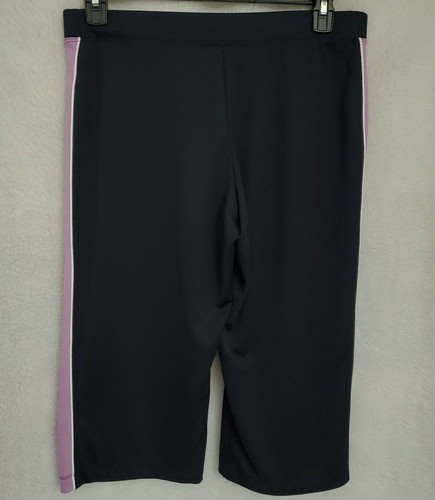 SJB Active Womens Capri Pants Size Medium Petite PM Black Purple White Striped - Picture 5 of 24