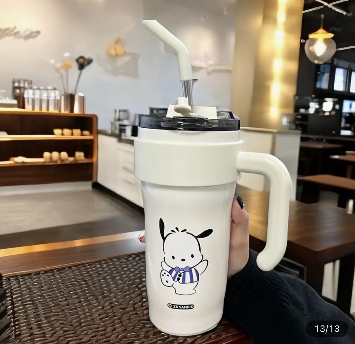 Pochacco Insulated Cup With Handle Travel Portable Straw Hot Or