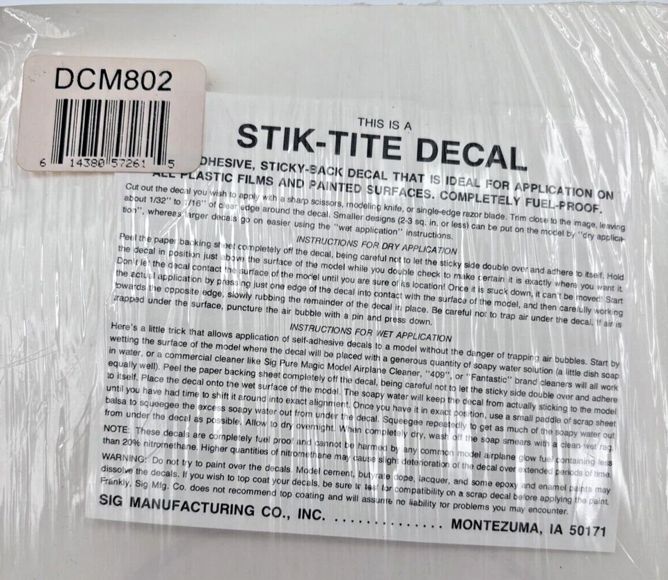 Lot of 2 Stik Tite SIG DCM-802 Bullseye Anchor Decal Sheet French Navy Airplane - Image 2 of 2