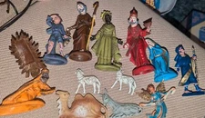 Vintage Nativity Scene Figures Made In Italy (Paint Loss)