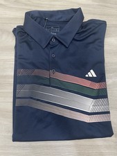 adidas Core Chest Stripe Performance Men's Golf Polo Shirt Blue Size XL New