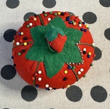 Vintage Classic Tomato Pin Cushion & Strawberry with Pins Sewing Notions SEW