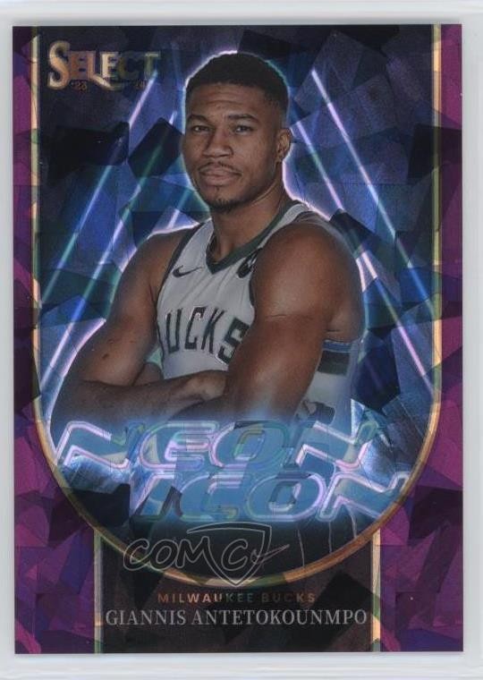 2023 Select Neon Icons Purple Cracked Ice Prizm 65/75 Giannis Antetokounmpo 19fe