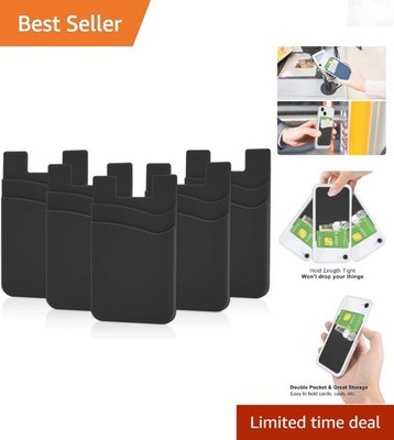 5 Pack Phone Wallet Card Holder for iPhone Android Silicone Stick On Credit ID