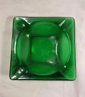 VTG Anchor Hocking 4½” Emerald Deep Green Glass Square Ashtray