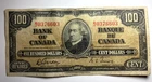 Canada 1937 $100 One Hundred Dollar Banknote Gordon/Tower BJ0376603