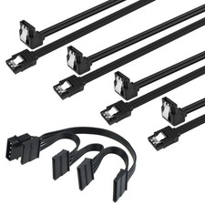 Right Angle SATA III  LP4 IDE To 4x 15Pin SATA Power Splitter Cable Set
