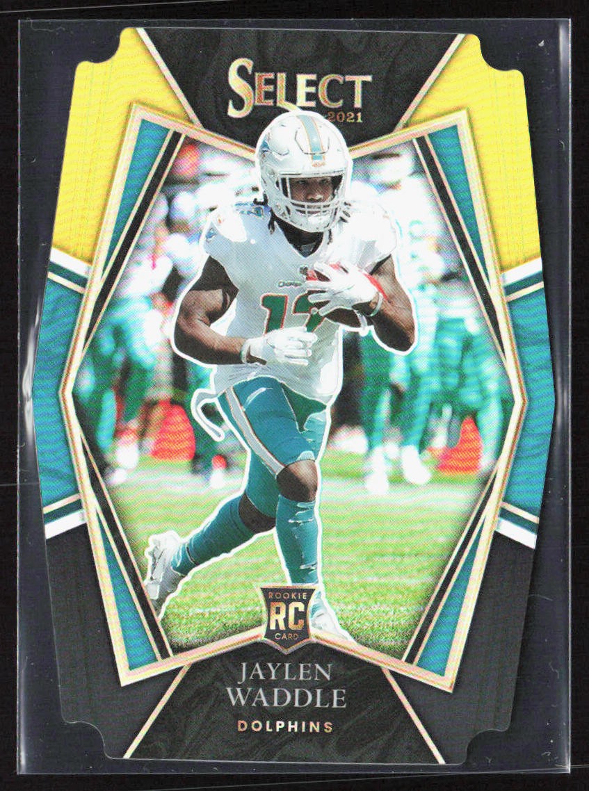 2021 Panini Select Jaylen Waddle Premier Level Black Gold Prizm Die Cut Rookie