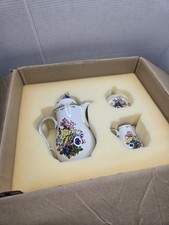 Franklin Mint Tea Service Set German Alpine Mountains Edelweiss Flowers Teapot 