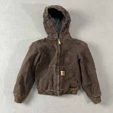 Vintage Carhartt Jacket Youth Size Medium Brown Canvas Full Zip Hooded
