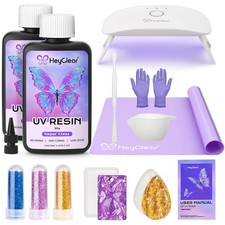 UV Resin Kit with Light -200g Crystal Clear, Hard Resin UV Light Fast Curing