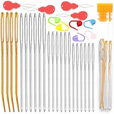 32 pcs Large Eye Sewing Needles Kit, Stainless Steel Large-Eye Blunt Needles ...