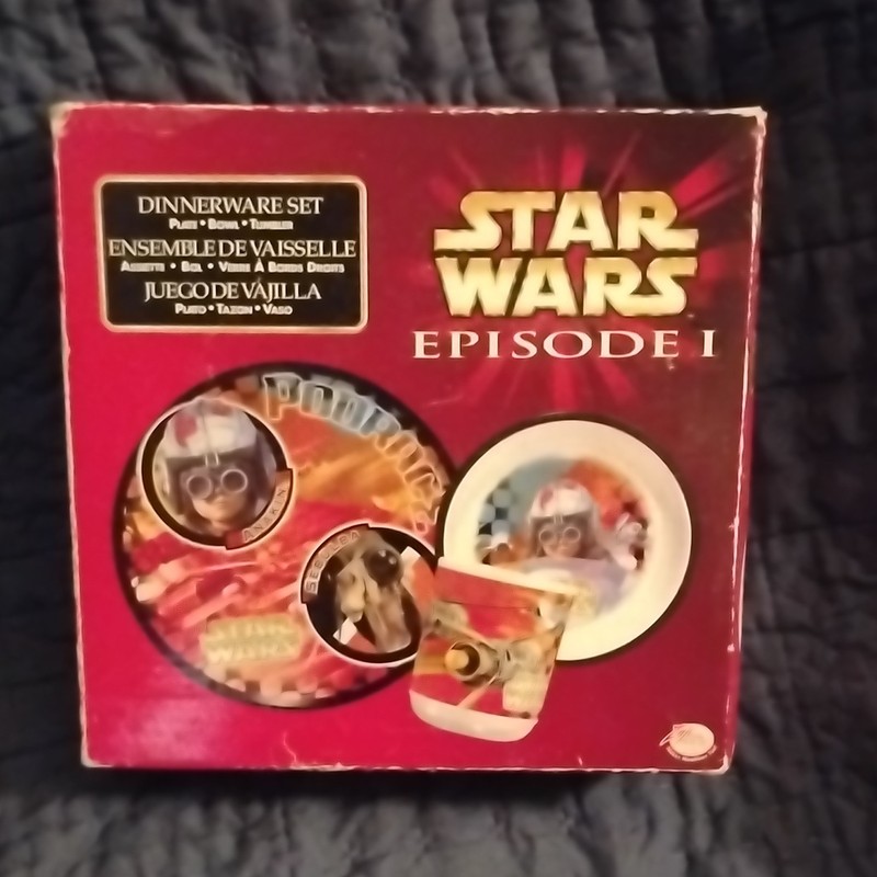 Star Wars Episode I Anakin Skywalker 3-Piece Plastic Dinnerware Set Plate Bowl …