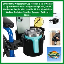 Universal Wheelchair Cup Holder Storage Box Safe Convenient 2-in-1 Design