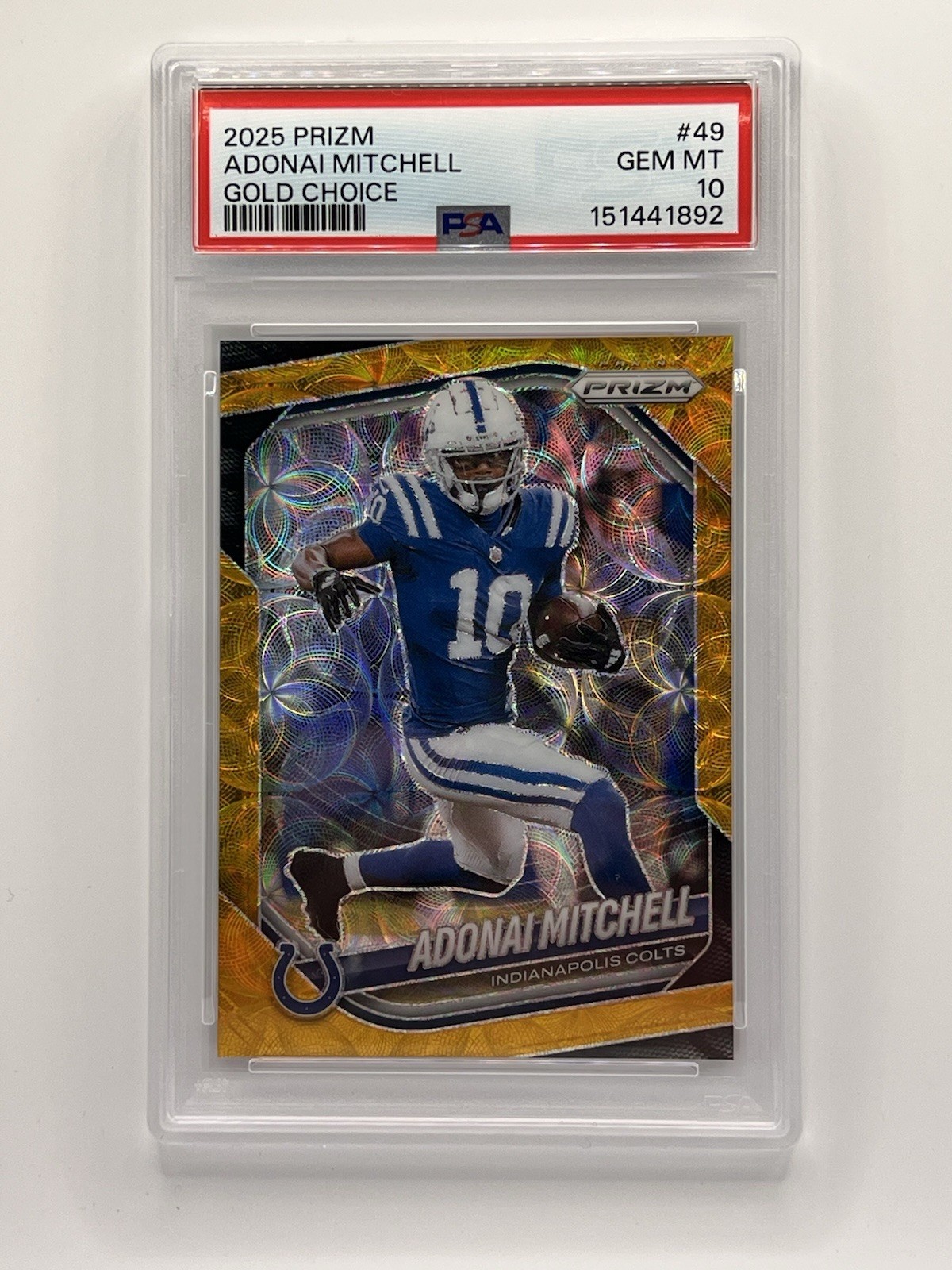 2025 Panini Prizm Adonai Mitchell Gold Choice /10 PSA 10 Colts POP 1🔥