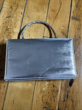 Vintage La France Silver Metallic Evening Bag With Metal Handle