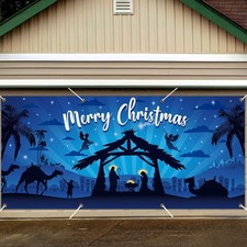 Large Outdoor Nativity Scene Garage Door Banner - 6x13 Ft Christmas Decor