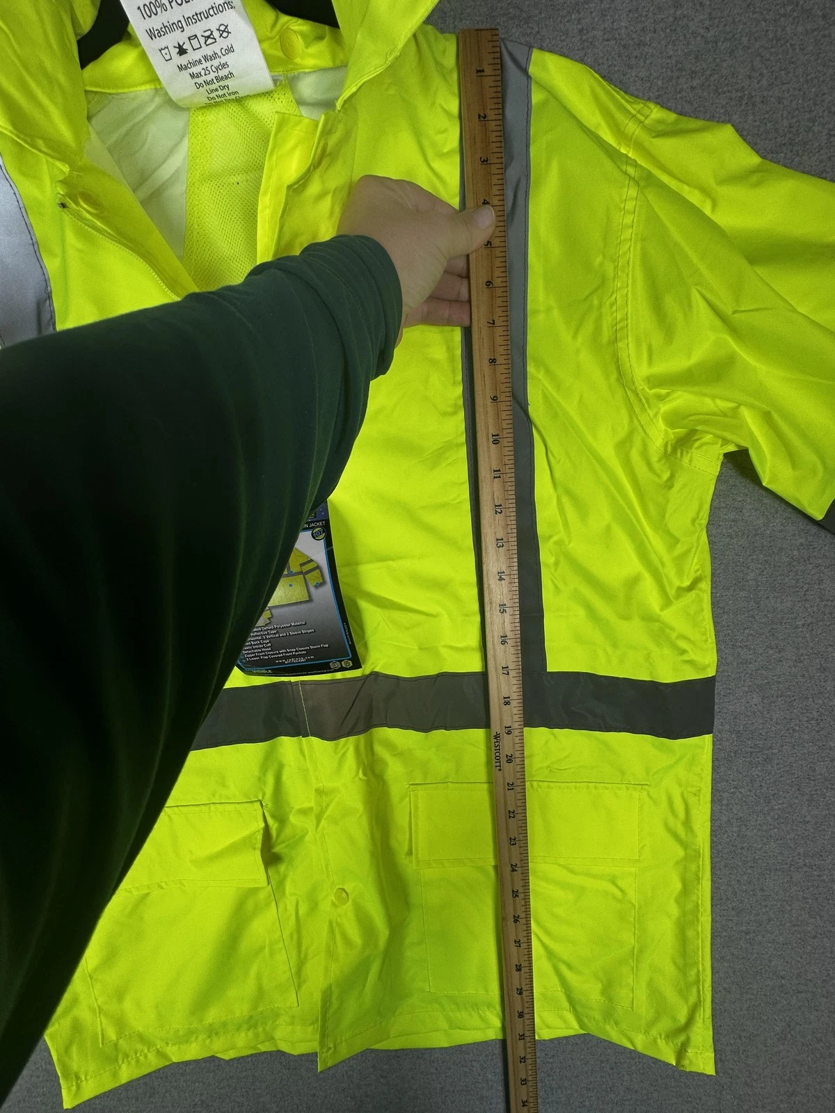 Radians Radwear Jacket Mens Medium Yellow Hi Vis Class 3 Hooded Rain RW10-3S1Y image 9