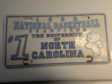 1993 UNC Basketball National Basketball Champions #1 Vanity License Plate
