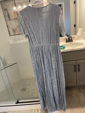 Merokeety Women's V-Neck Short Sleeve Dress Size large blue Cocktail Party