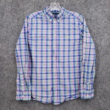 Ralph Lauren Button Down Shirt Boys L Large Youth Blue Plaid Long Sleeve Casual