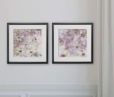 Wexford Home Lavender Spring -2 Piece Set Art Print, 16X16, Black