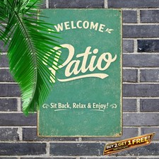 Welcome to Our Patio Outdoor Metal Tin Sign 8x12 Backyard Decor