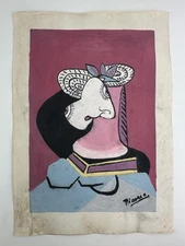 Pablo Picasso COA Art Painting Original Drawing Vintage Paper Signed