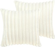18X18 Throw Pillow Covers Set of 2, 18 X 18 Inch / 45 X 45Cm Cream White