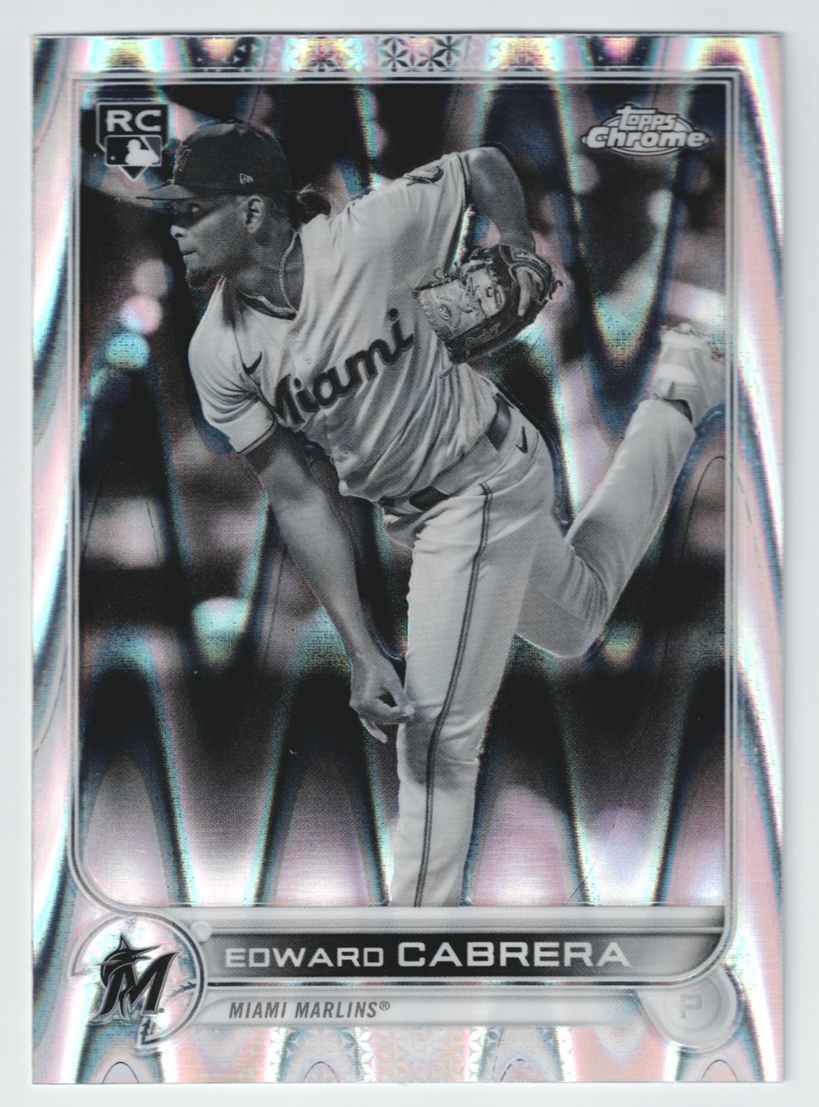 2022 Topps Chrome Sonic Edward Cabrera Rookie RC Black White RayWave #64