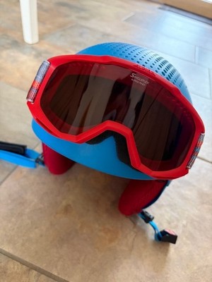 Skihelm Kinder Alpina Disney Cars blau&rot, Gr. 51-55 mit Skibrille (rot)
