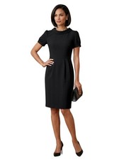 Calvin Klein Dress Size Medium Black Short Sleeve A-Line Pleated Waist 