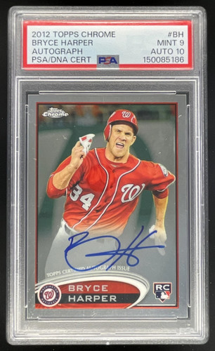 2012 Topps Chrome Rookie Autographs #BH Bryce Harper RC Auto PSA 9