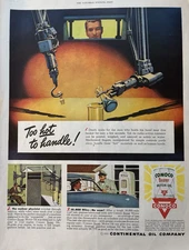 1950 Continental Oil Company Conoco Motor Oil Radio Active Contents VTG print Ad