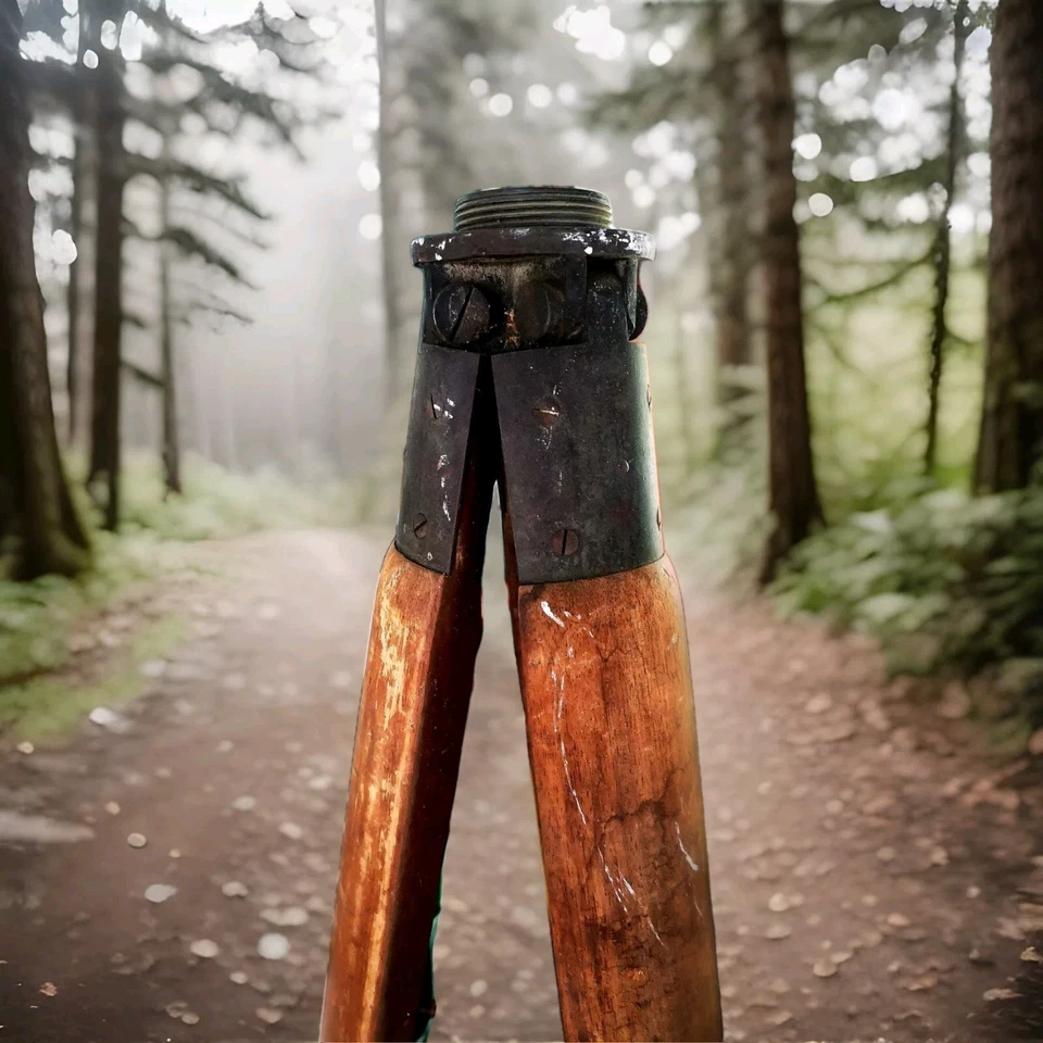 Trípode de teodolito victoriano madera inglesa soporte ideal lámpara soporte 153 cm aprox Foto 2 de 4