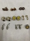 Lot Of Clip-on Earrings 8 1/2 Pair Vintage Costume Jewelry Clip On Crystal/pearl