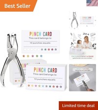 Fun Reward Punch Cards for Teachers Parents - 200 Pack with Hole Puncher