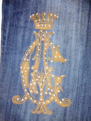 Christian Audigier Capri Jean Women 32" Waist x 27" Length Sparkles - Picture 6 of 21