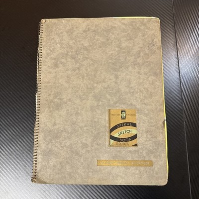 Vintage c.1920s 30s Artist Spiral Sketch Book Water Color Cartoon Scenery