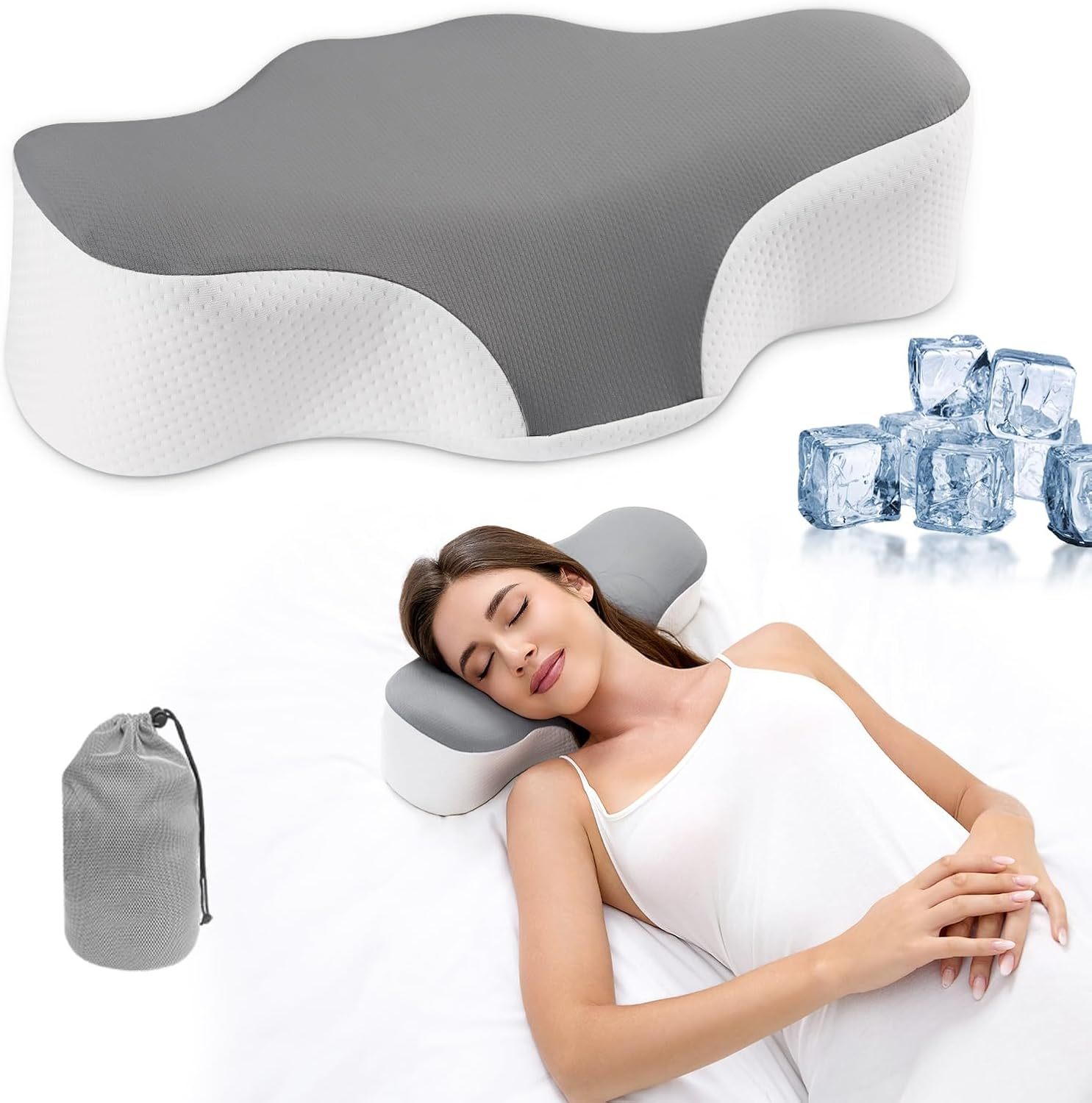 Travel Pillow for Sleeping,Cervical Neck Support Pillow for Neck Pain Relief,Lig-image