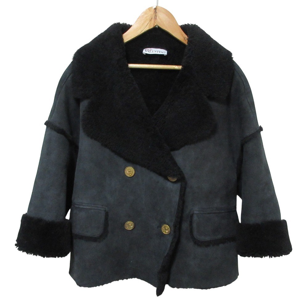 2023AW REDValentino Mouton Coat Jacket 3R3NA03Y6VF Size 38 Black Women USED