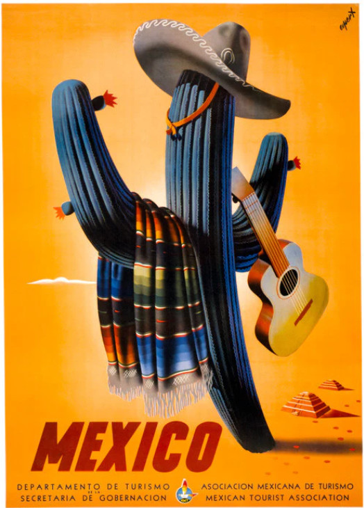 Vintage Mexico Travel Advertisement Poster Print