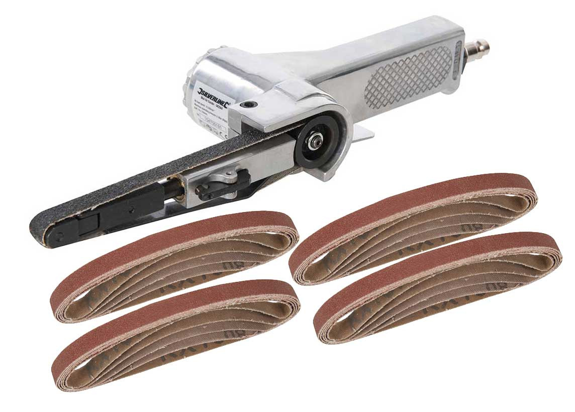 Lime ponceuse pneumatique anti blocage et 20 bandes abrasives de 10 x 330